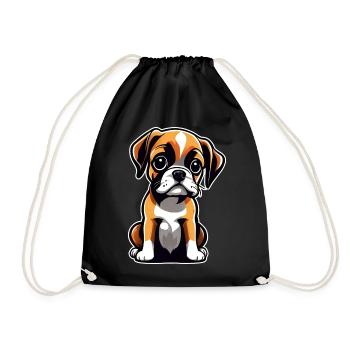 Cute cute boxer dog - Drawstring Bag - black - Front