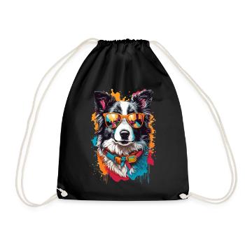 Cool et mignon : charme Border Collie - Sac de sport léger - noir - Devant