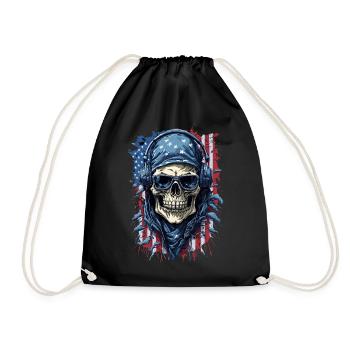 Vintage America Skull drapeau lunettes de soleil chemise - Sac de sport léger - noir - Devant