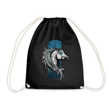 Beauté céleste : Hors à plumes de Pégase aux yeux bleus - Sac de sport léger - noir - Devant