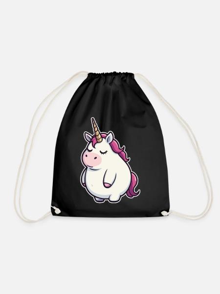 Witziges Einhorn - Turnbeutel - Schwarz