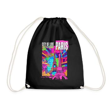 Paris, France, Ville, Horizon, Tour Eiffel, Coloré - Sac de sport léger - noir - Devant