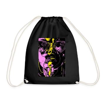 Frau Sonnenbrille Kunst Mode Modern Trend Bunt - Turnbeutel - Schwarz - Vorne