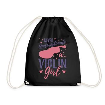 Never underestimate a violinist - Drawstring Bag - black - Front