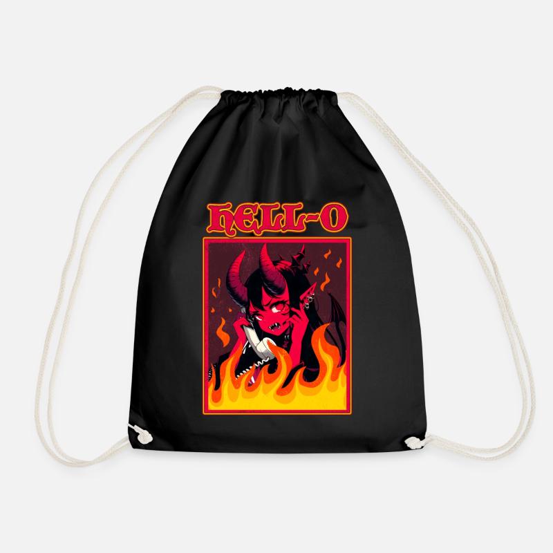 Hell-o Womens Hello I Am An Extrovert Funny - Drawstring Bag - black