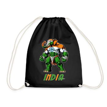 Motif du drapeau indien en forme d'éléphant - Sac de sport léger - noir - Devant