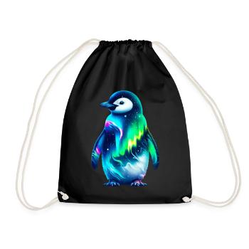 Aurora Borealis Penguin - Drawstring Bag - black - Front