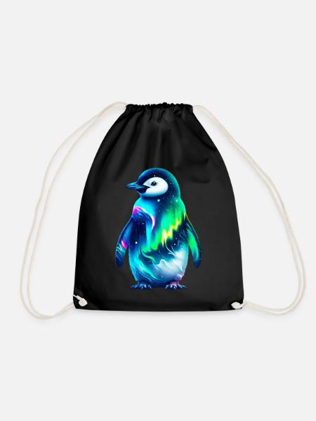 Aurora Borealis Pinguin - Turnbeutel - Schwarz