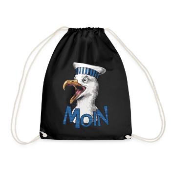 Moin Möwe - Turnbeutel - Schwarz - Vorne