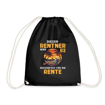 Funny Pensioner 63 Birthday Pension Seniors Saying - Drawstring Bag - black - Front