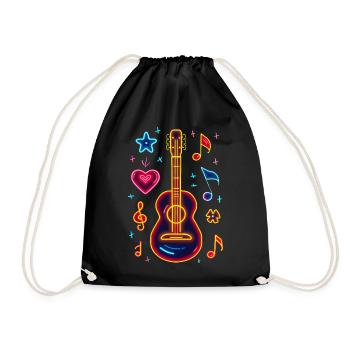 Retro Ukulele Retrowave - Drawstring Bag - black - Front