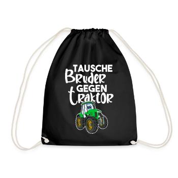 Tausche Bruder Gegen Traktor - Turnbeutel - Schwarz - Vorne