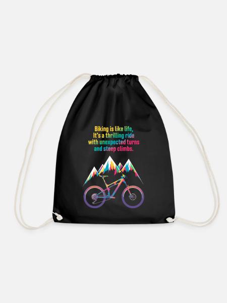 Lebendiges Mountainbike-Zitat-Design - Turnbeutel - Schwarz