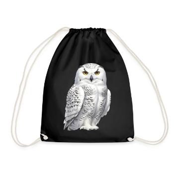Snowy Owl - Drawstring Bag - black - Front