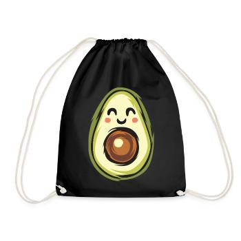 Funny avocado with happy face - Drawstring Bag - black - Front