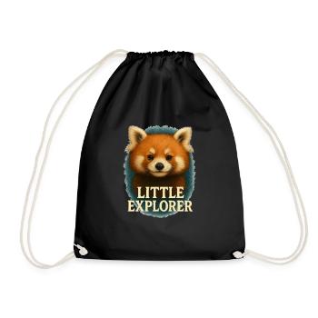 Little Explorer – Süßes Aquarell-Roter-Panda Motiv - Turnbeutel - Schwarz - Vorne