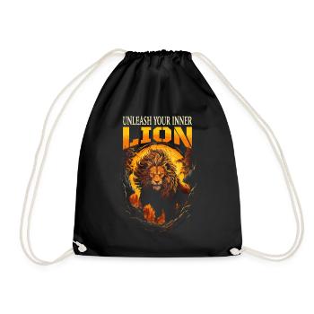Lion, Tête de lion, Fort, Sauvage, Orgueilleux, Courageux, Royal - Sac de sport léger - noir - Devant