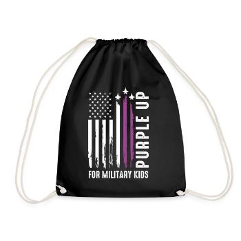 USA-Flagge mit Militäranhänger für Kinder - Turnbeutel - Schwarz - Vorne