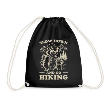 Faultier Wandern Abenteuer Berg Natur Design - Turnbeutel - Schwarz - Vorne