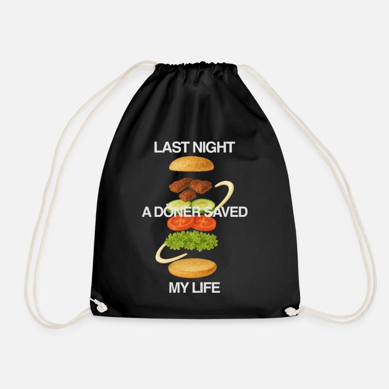 Last Night Döner Saved My Life - Drawstring Bag - black