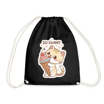 Gourmet-Katze und Pastellkegel - Turnbeutel - Schwarz - Vorne