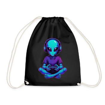 Alien Gaming Gamer Gaming Gaming Video Games Scifi - Drawstring Bag - black - Front