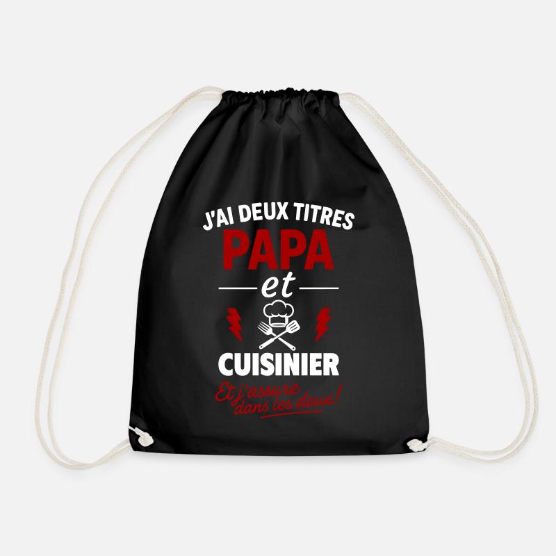 Dad Cook Humor Kitchen Gift - Drawstring Bag - black
