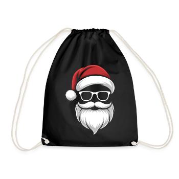Santa with Beard & Glasses – Retro Christmas - Drawstring Bag - black - Front