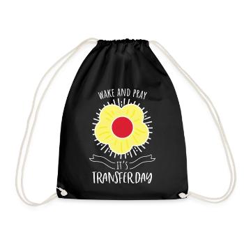 Wake and Pray IVF Transfer Day - Drawstring Bag - black - Front