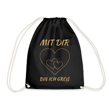 I'm big with you - Valentine's Day heart for couples - Drawstring Bag - black - Front