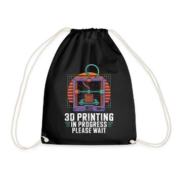  3D Printing In Progress Please Wait Lustiger 3D - Turnbeutel - Schwarz - Vorne