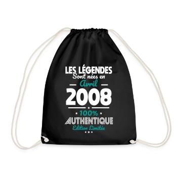 18th Birthday - Legends Born April 2008 - Drawstring Bag - black - Front