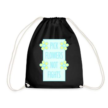 Cueillez des fleurs, pas des disputes, fleurs Paix Logo drôle - Sac de sport léger - noir - Devant