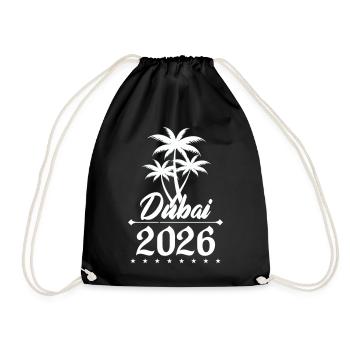 Dubai 2026 Palmen Emblem - Turnbeutel - Schwarz - Vorne