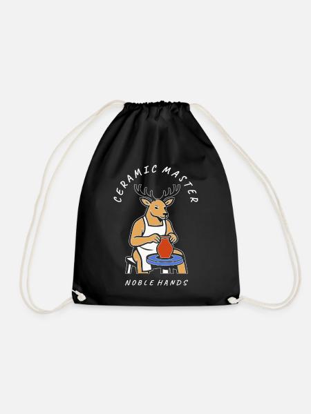 Ceramic Master Deer — Noble Hands - Drawstring Bag - black