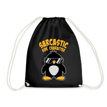 Penguin Sarcastic Side Character Sunglasses Logo - Drawstring Bag - black - Front