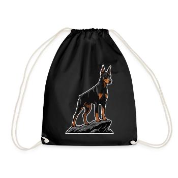 Dobermannhund auf Felsporträt Elite Black - Turnbeutel - Schwarz - Vorne