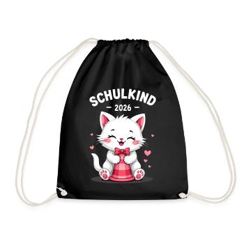 Schulkind 2026 Einschulung 2026 Schulanfang - Turnbeutel - Schwarz - Vorne