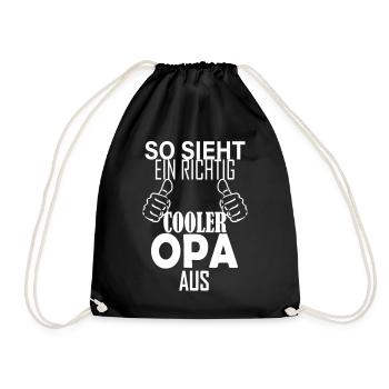 So sieht ein richtig cooler Opa aus Spruch - Turnbeutel - Schwarz - Vorne