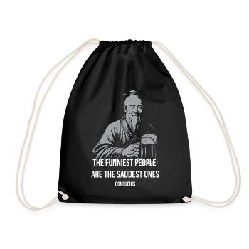 Confucius Laughs: Sad Joy Tee - Drawstring Bag - black - Front