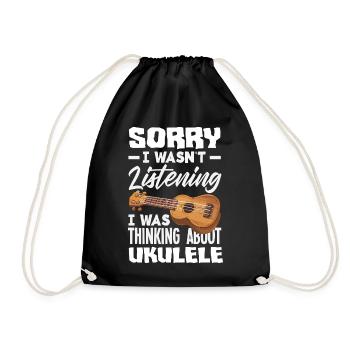Funny Ukulele Designs and Sayings - Drawstring Bag - black - Front