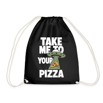 Take Me to Your Pizza UFO - Drawstring Bag - black - Front