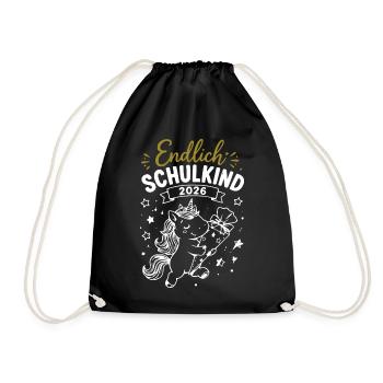 Endlich Schulkind 2026 Unicorn - Turnbeutel - Schwarz - Vorne