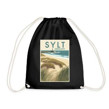 Sylt Germany | Vintage Beach Travel Poster - Turnbeutel - Schwarz - Vorne