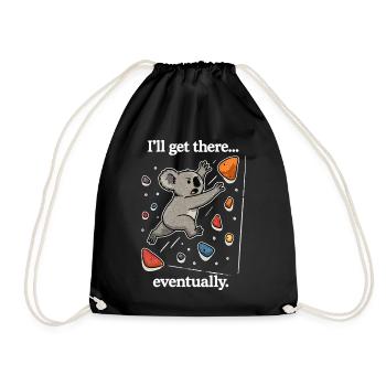 Koala Bouldering Dyno Jump – I'll get there - Drawstring Bag - black - Front