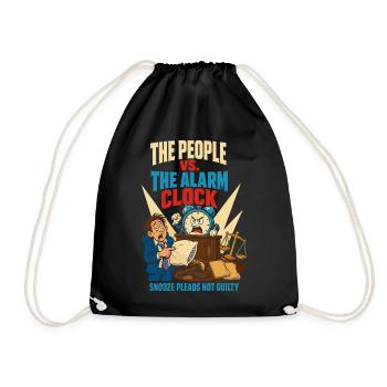 People against the alarm clock - Drawstring Bag - black - Front