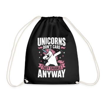 Unicorns Don’t Care – They Sparkle Anyway - Turnbeutel - Schwarz - Vorne