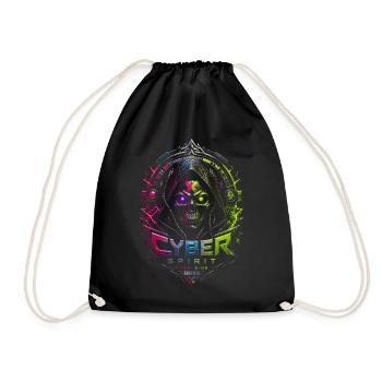 Cyber Spirit Skull Neon – Halloween-Horror - Turnbeutel - Schwarz - Vorne