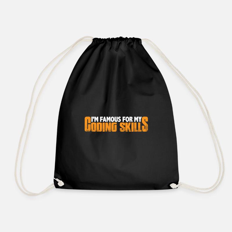 I'm Famous For My Coding Skills 4 - Drawstring Bag - black