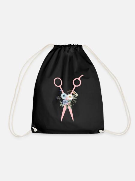 Scissors Flowers - Drawstring Bag - black